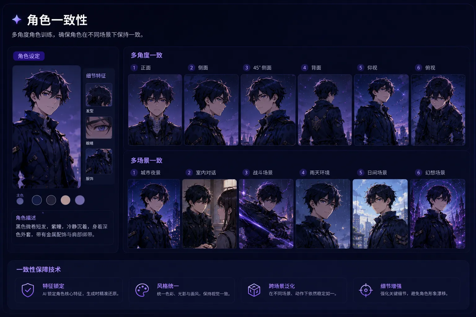 AI 角色一致性生成效果展示