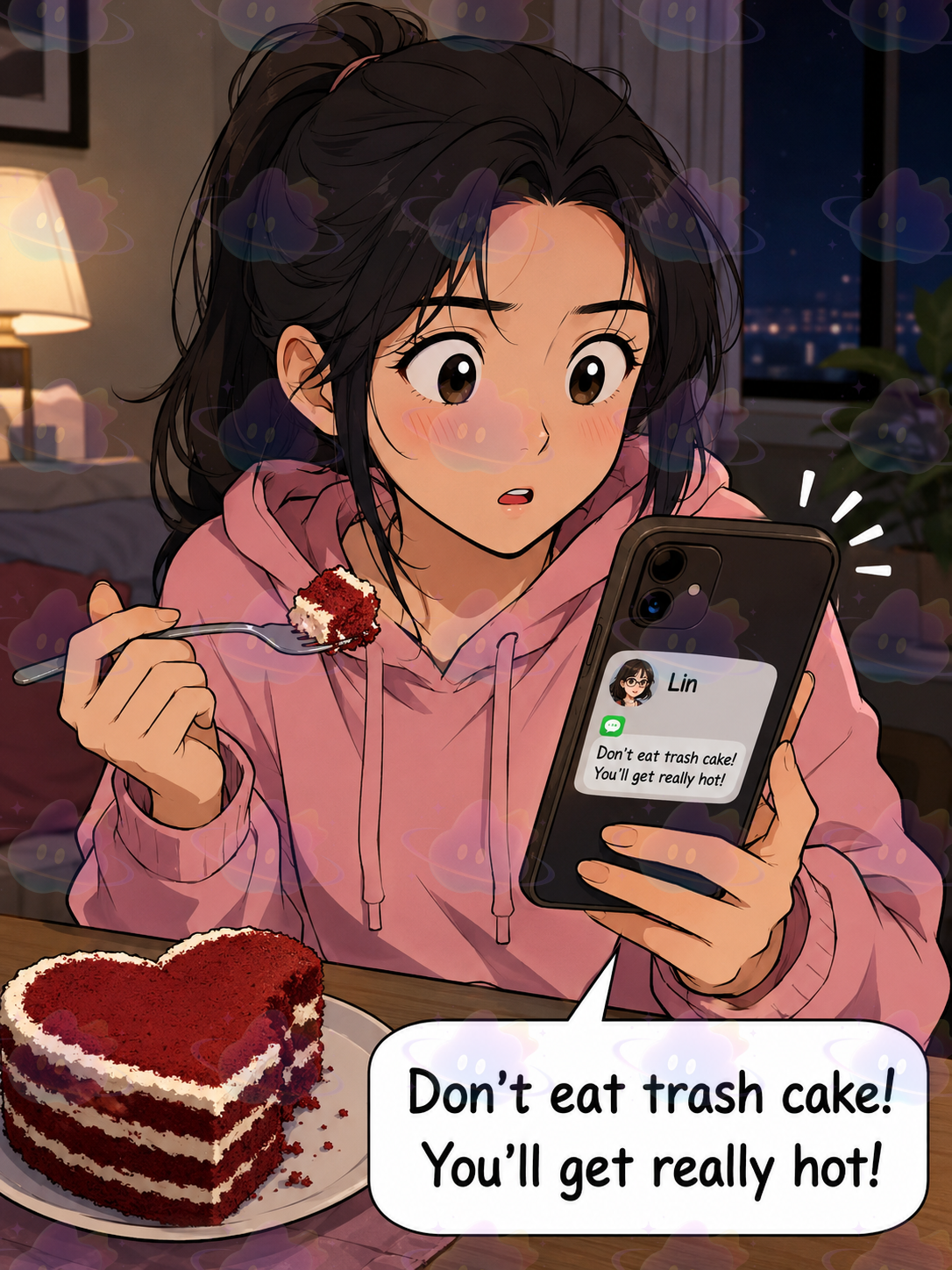 Don't eat trash cake! You'll get really hot!